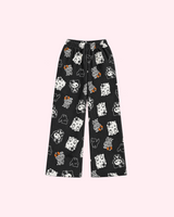 Back view of black Hello Kitty Halloween pajama pants with ghost, mummy and skeleton motifs