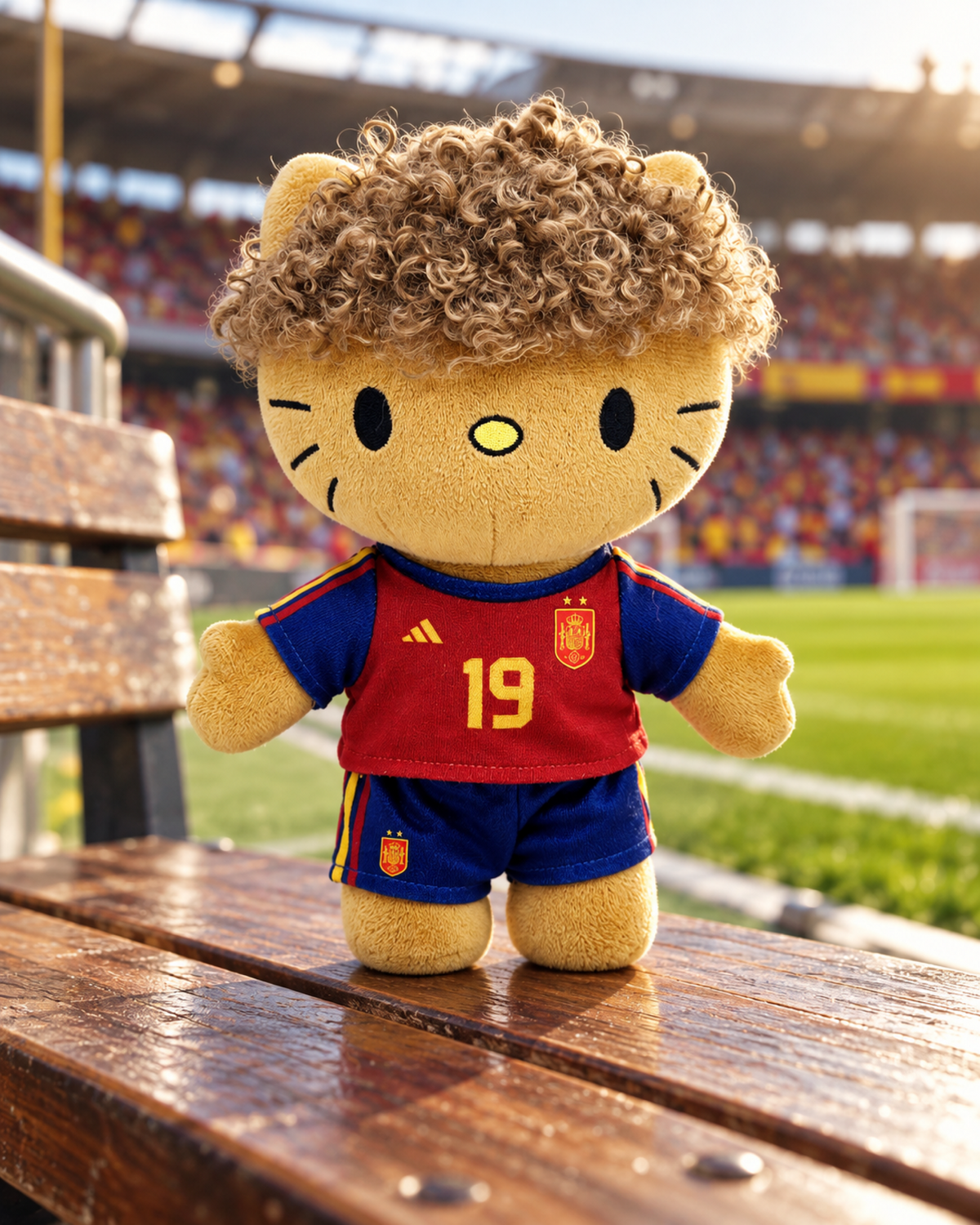 Lamine Yamal Hello Kitty plush — football stadium scene
