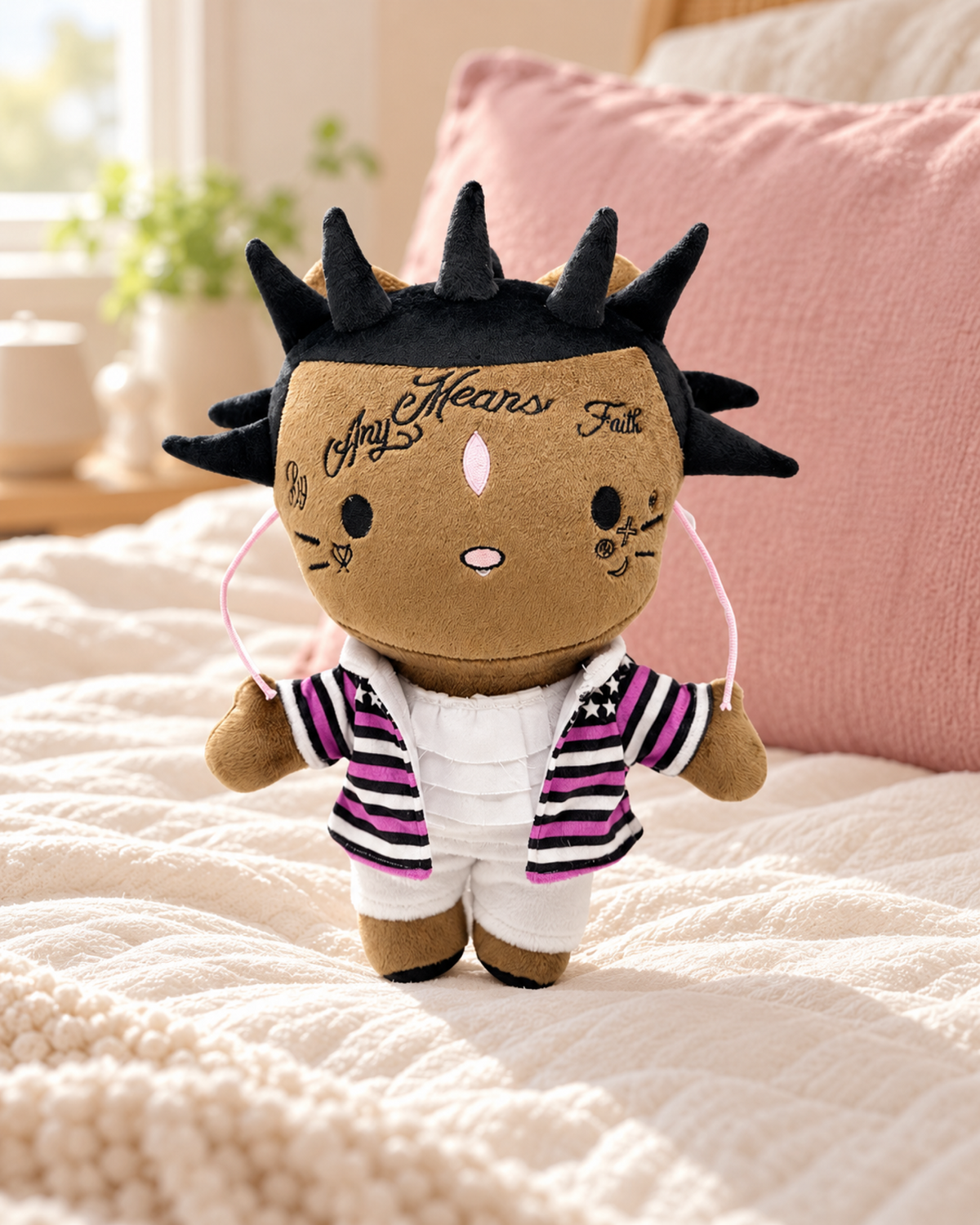 Lil Uzi Vert x Hello Kitty Plush — Purple Stripe Jacket — styled scene 1