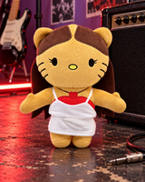 Olivia Rodrigo x Hello Kitty Plush - Heart Top - a worn rehearsal-room floor beside a black guitar amplifier and coiled cable - styled product scene