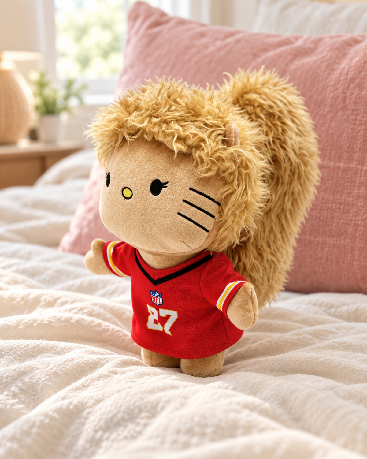 Taylor Swift x Hello Kitty Plush — Red Football Jersey — styled scene 1